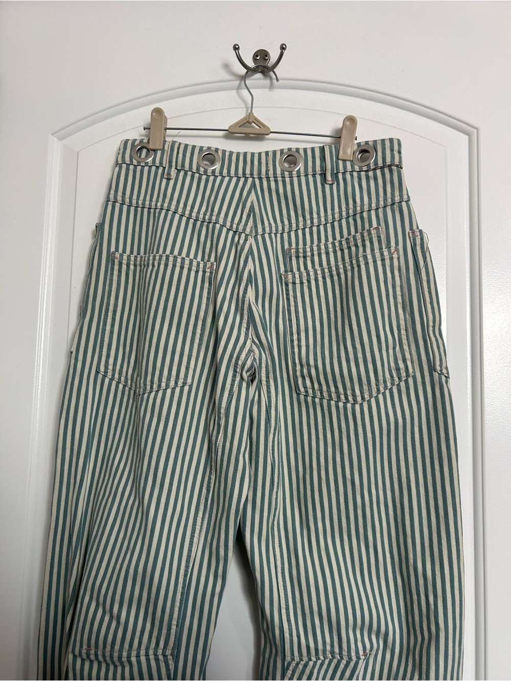 Free People Moxie Railroad Low-Slung Wide Leg Barrel Jeans Size 27 Nautical Boho - Picture 5 of 15